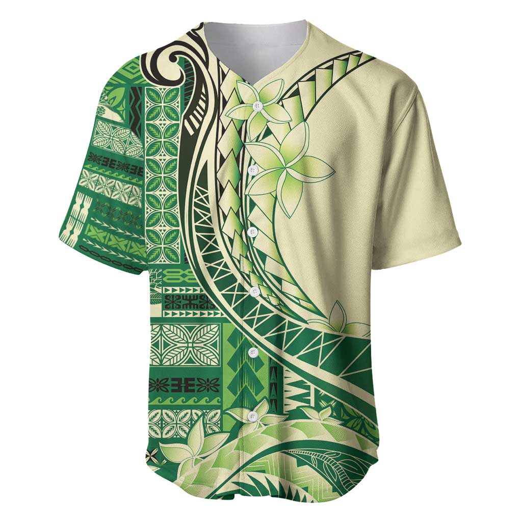 Samoa Siapo Mamanu Baseball Jersey Plumeria Emerald Motifs