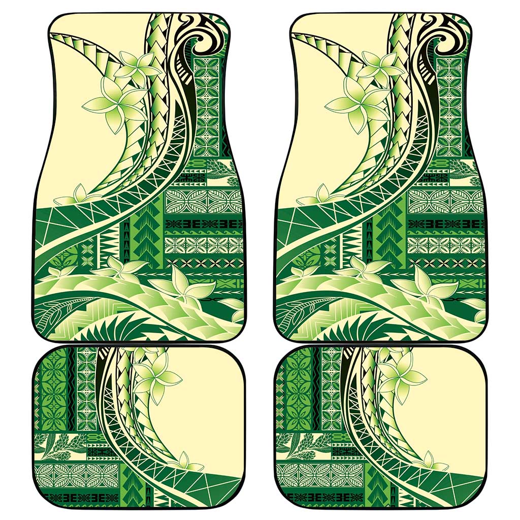 Samoa Siapo Mamanu Car Mats Plumeria Emerald Motifs