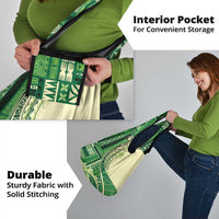 Samoa Siapo Mamanu Grocery Bag Plumeria Emerald Motifs