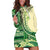 Samoa Siapo Mamanu Hoodie Dress Plumeria Emerald Motifs