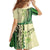 Samoa Siapo Mamanu Kid Short Sleeve Dress Plumeria Emerald Motifs