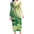 Samoa Siapo Mamanu Long Sleeve Bodycon Dress Plumeria Emerald Motifs