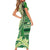 Samoa Siapo Mamanu Short Sleeve Bodycon Dress Plumeria Emerald Motifs