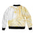 Samoa Siapo Mamanu Bomber Jacket Plumeria Fancy Gold Motifs