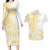 Samoa Siapo Mamanu Couples Matching Long Sleeve Bodycon Dress and Hawaiian Shirt Plumeria Fancy Gold Motifs