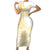 Samoa Siapo Mamanu Family Matching Short Sleeve Bodycon Dress and Hawaiian Shirt Plumeria Fancy Gold Motifs
