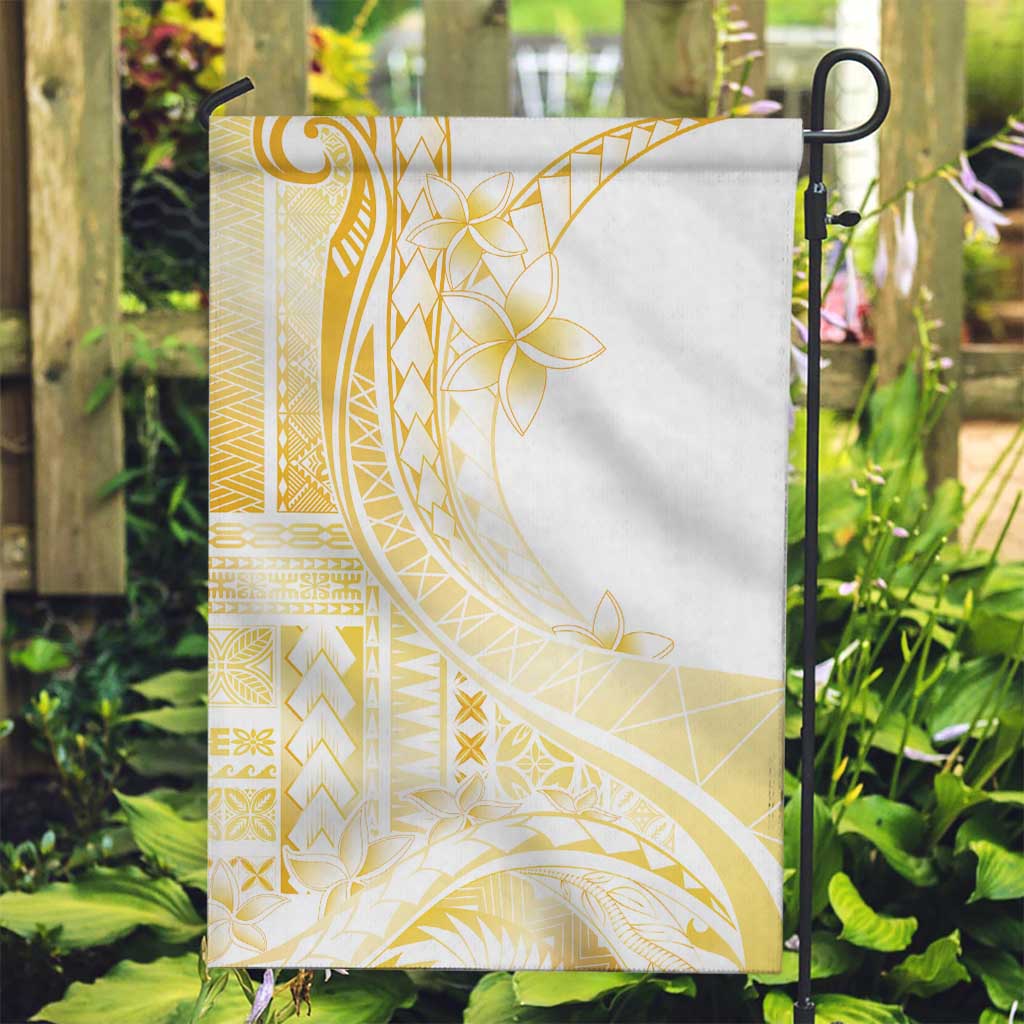 Samoa Siapo Mamanu Garden Flag Plumeria Fancy Gold Motifs