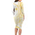 Samoa Siapo Mamanu Long Sleeve Bodycon Dress Plumeria Fancy Gold Motifs