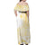 Samoa Siapo Mamanu Off Shoulder Maxi Dress Plumeria Fancy Gold Motifs