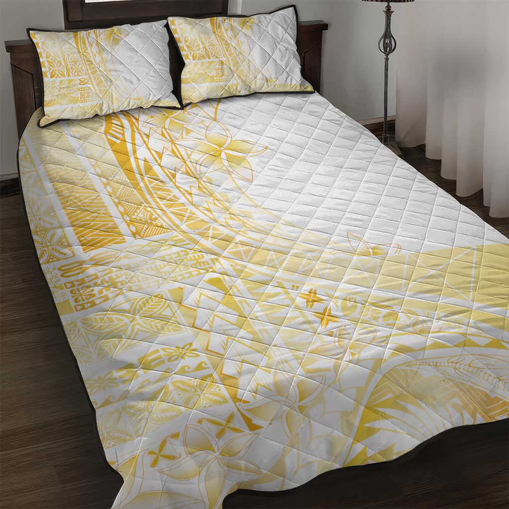 Samoa Siapo Mamanu Quilt Bed Set Plumeria Fancy Gold Motifs