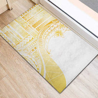 Samoa Siapo Mamanu Rubber Doormat Plumeria Fancy Gold Motifs