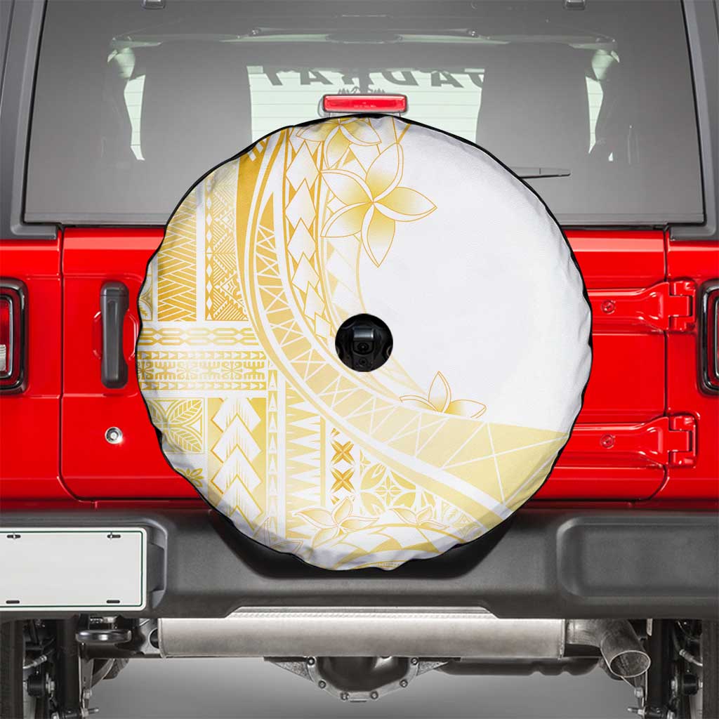 Samoa Siapo Mamanu Spare Tire Cover Plumeria Fancy Gold Motifs