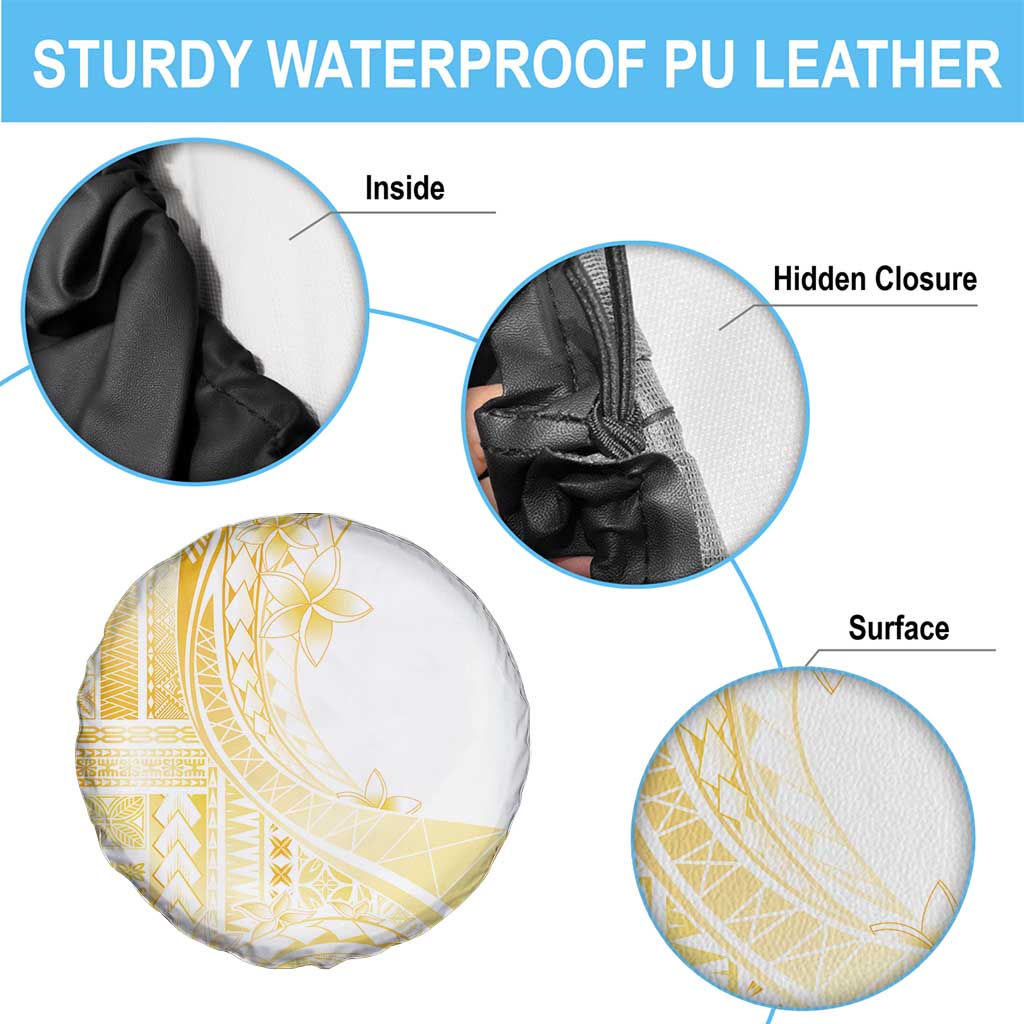 Samoa Siapo Mamanu Spare Tire Cover Plumeria Fancy Gold Motifs