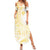 Samoa Siapo Mamanu Summer Maxi Dress Plumeria Fancy Gold Motifs