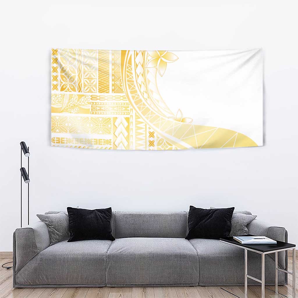 Samoa Siapo Mamanu Tapestry Plumeria Fancy Gold Motifs