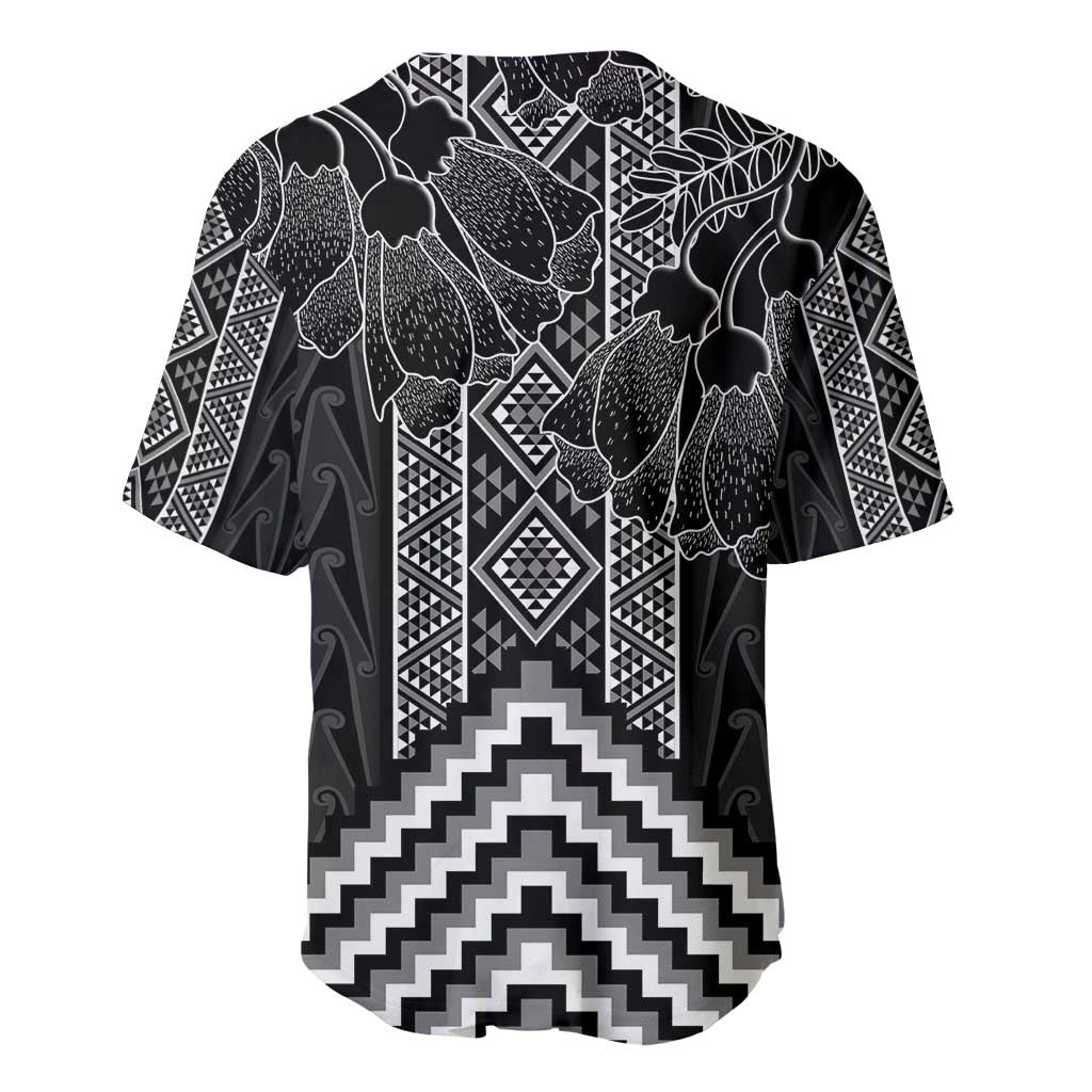 Aotearoa Taniko Pattern Baseball Jersey Poutama Mix Kowhai Flowers LT7 - Polynesian Pride