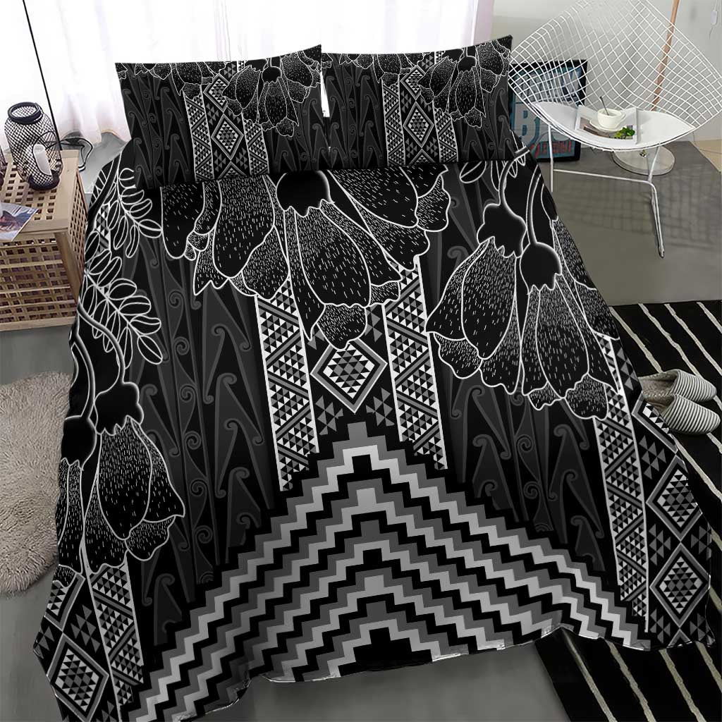 Aotearoa Taniko Pattern Bedding Set Poutama Mix Kowhai Flowers LT7 - Polynesian Pride