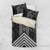Aotearoa Taniko Pattern Bedding Set Poutama Mix Kowhai Flowers LT7 US Twin 172cm x 218cm Grey - Polynesian Pride