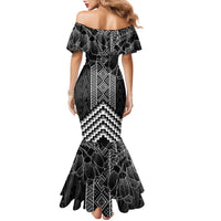Aotearoa Taniko Pattern Family Matching Mermaid Dress and Hawaiian Shirt Poutama Mix Kowhai Flowers LT7 - Polynesian Pride
