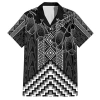 Aotearoa Taniko Pattern Family Matching Off The Shoulder Long Sleeve Dress and Hawaiian Shirt Poutama Mix Kowhai Flowers LT7 Dad's Shirt - Short Sleeve Grey - Polynesian Pride