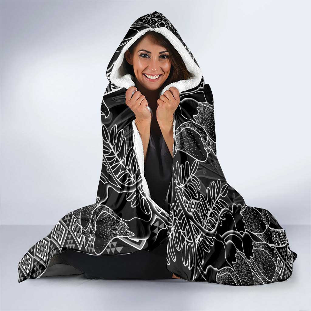 Aotearoa Taniko Pattern Hooded Blanket Poutama Mix Kowhai Flowers