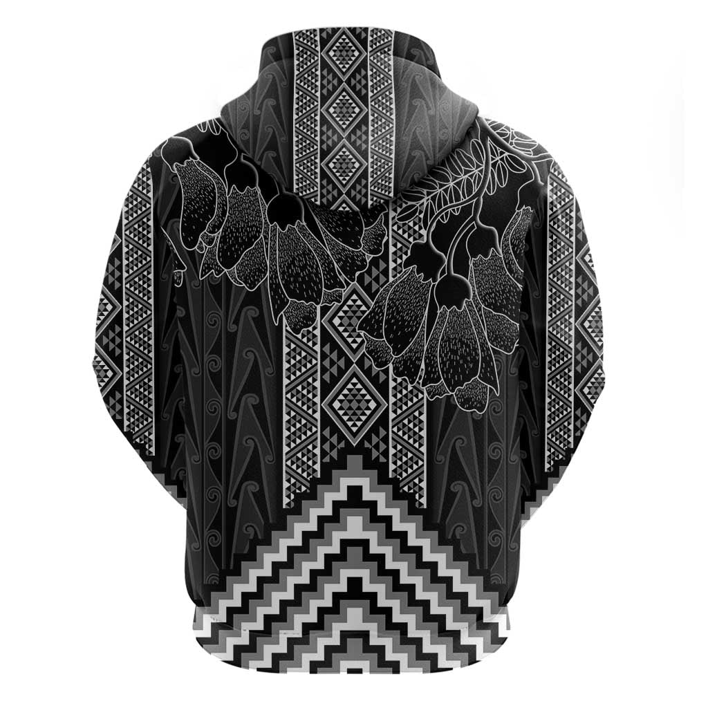 Aotearoa Taniko Pattern Hoodie Poutama Mix Kowhai Flowers