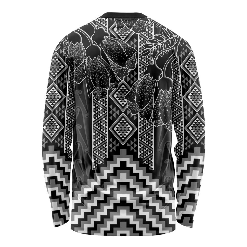 Aotearoa Taniko Pattern Long Sleeve Shirt Poutama Mix Kowhai Flowers
