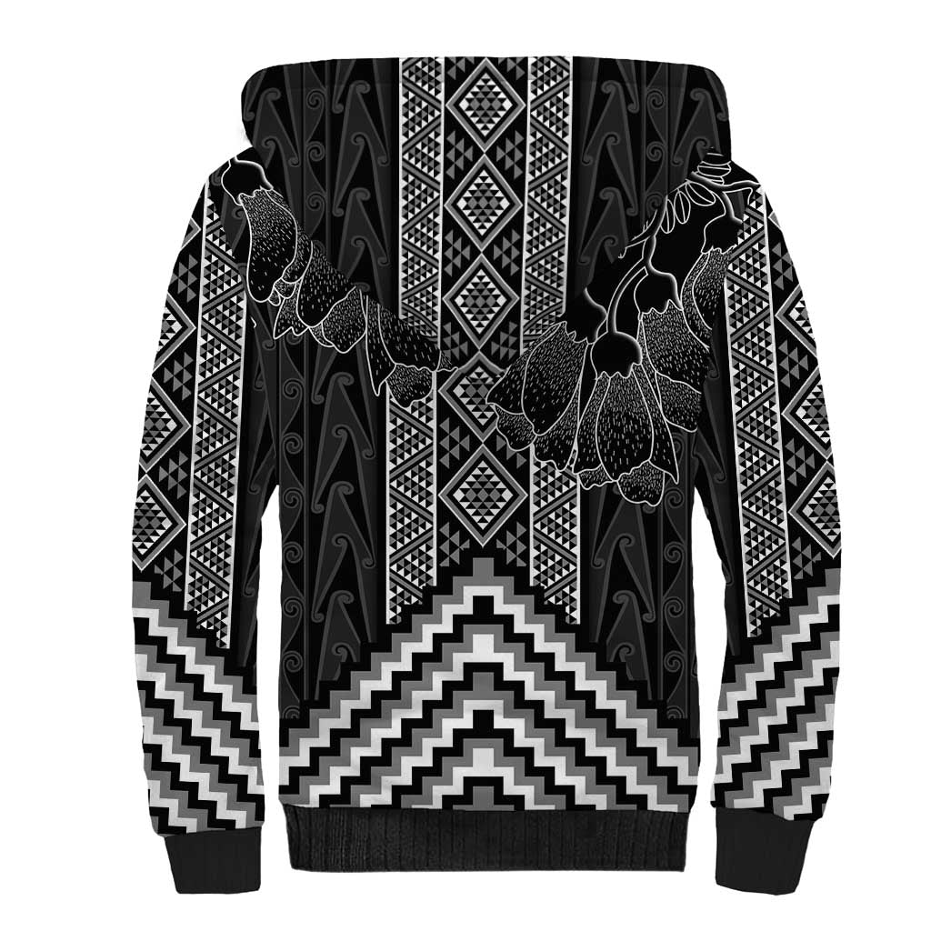Aotearoa Taniko Pattern Sherpa Hoodie Poutama Mix Kowhai Flowers
