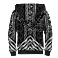 Aotearoa Taniko Pattern Sherpa Hoodie Poutama Mix Kowhai Flowers