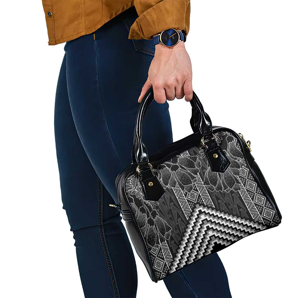 Aotearoa Taniko Pattern Shoulder Handbag Poutama Mix Kowhai Flowers