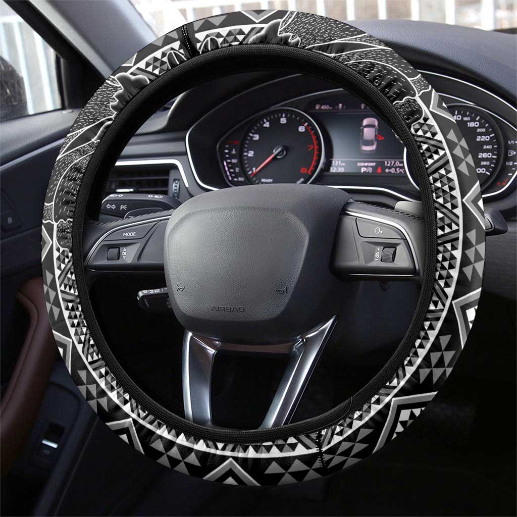 Aotearoa Taniko Pattern Steering Wheel Cover Poutama Mix Kowhai Flowers