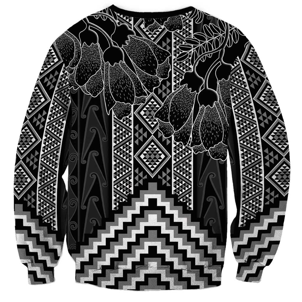 Aotearoa Taniko Pattern Sweatshirt Poutama Mix Kowhai Flowers LT7 - Polynesian Pride