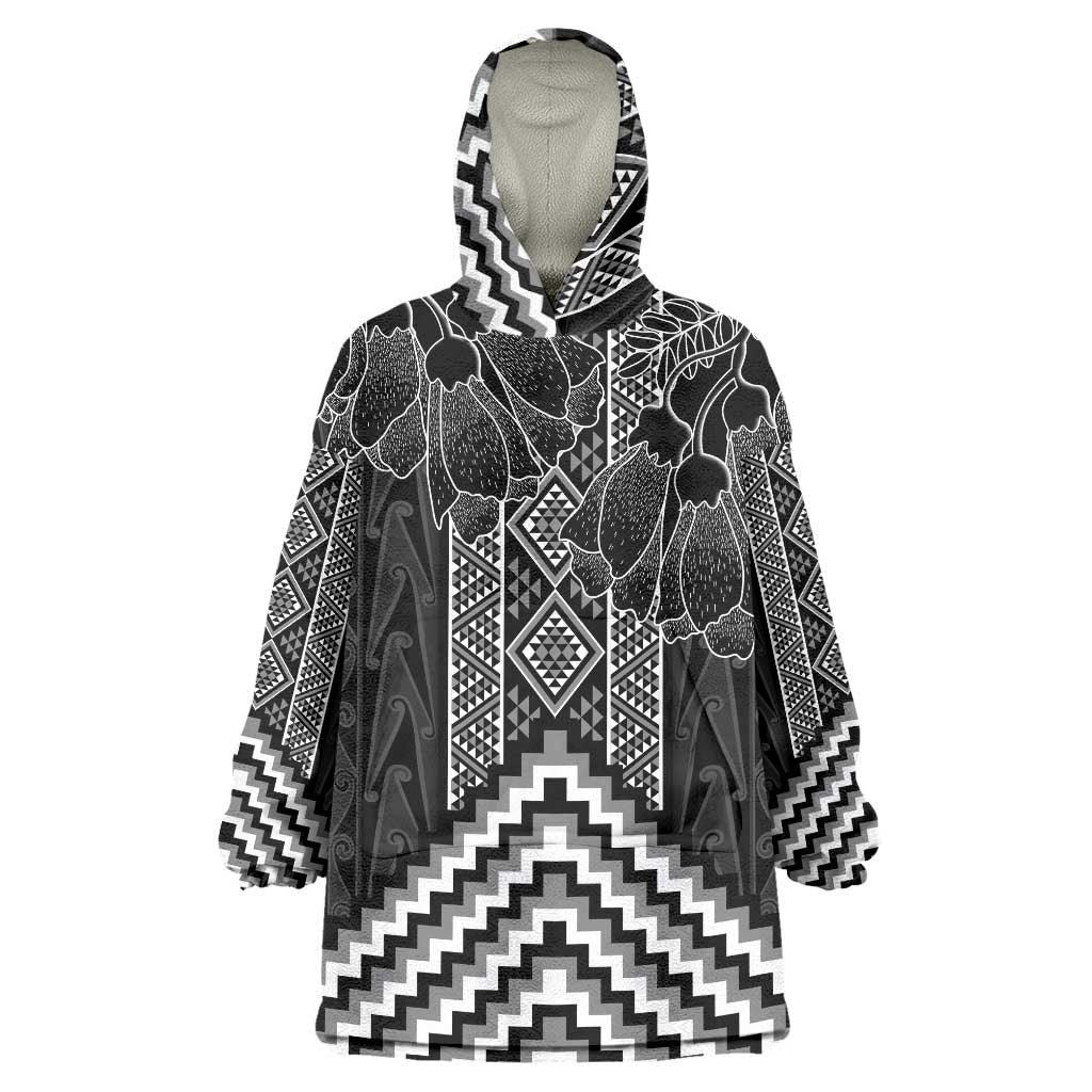 Aotearoa Taniko Pattern Wearable Blanket Hoodie Poutama Mix Kowhai Flowers