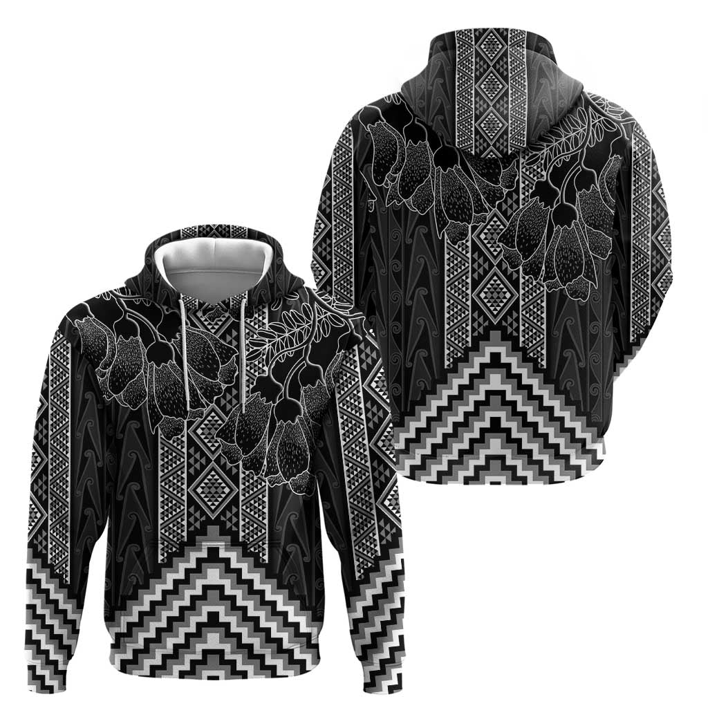 Aotearoa Taniko Pattern Zip Hoodie Poutama Mix Kowhai Flowers