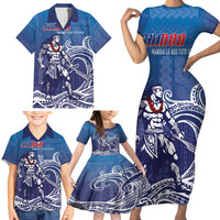 Samoa Manuia le Aso Tuto'atasi Siapo Motif Family Matching Short Sleeve Bodycon Dress and Hawaiian Shirt Warrior with Nifo Oti