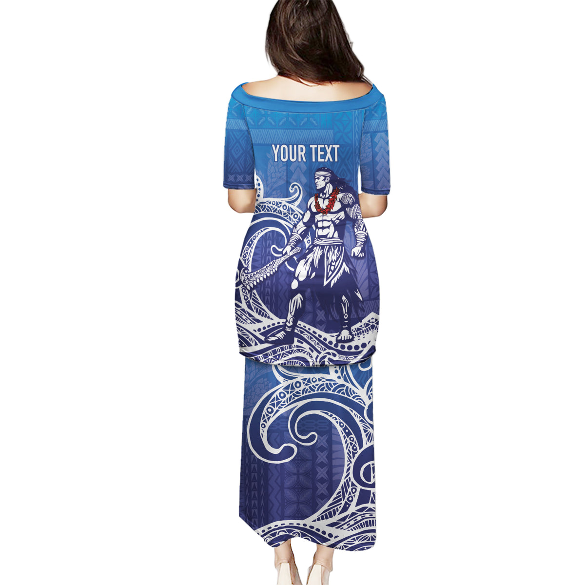 Samoa Manuia le Aso Tuto'atasi Siapo Motif Puletasi Warrior with Nifo Oti