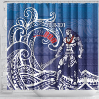 Samoa Manuia le Aso Tuto'atasi Siapo Motif Shower Curtain Warrior with Nifo Oti