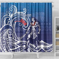 Samoa Manuia le Aso Tuto'atasi Siapo Motif Shower Curtain Warrior with Nifo Oti