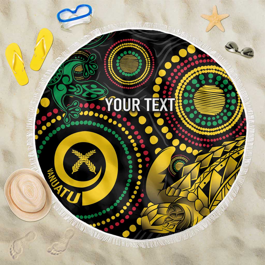 Vanuatu Personalized Aboriginal Arts Beach Blanket Turtle and Iguana Special - Polynesian Pride