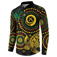 Vanuatu Personalized Aboriginal Arts Button Sweatshirt Turtle and Iguana Special - Polynesian Pride