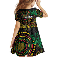 Vanuatu Personalized Aboriginal Arts Family Matching Mermaid Dress and Hawaiian Shirt Turtle and Iguana Special - Polynesian Pride