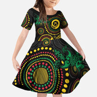Vanuatu Personalized Aboriginal Arts Family Matching Off Shoulder Maxi Dress and Hawaiian Shirt Turtle and Iguana Special - Polynesian Pride
