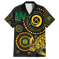 Vanuatu Personalized Aboriginal Arts Family Matching Off Shoulder Short Dress and Hawaiian Shirt Turtle and Iguana Special - Polynesian Pride