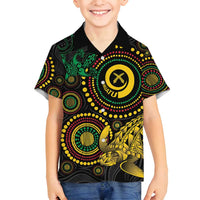 Vanuatu Personalized Aboriginal Arts Family Matching Off Shoulder Short Dress and Hawaiian Shirt Turtle and Iguana Special - Polynesian Pride
