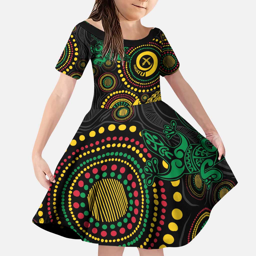 Vanuatu Personalized Aboriginal Arts Family Matching Puletasi and Hawaiian Shirt Turtle and Iguana Special - Polynesian Pride