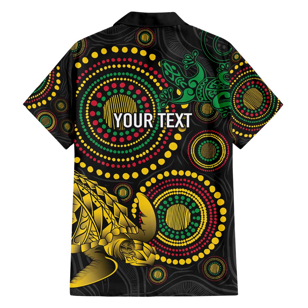 Vanuatu Personalized Aboriginal Arts Family Matching Puletasi and Hawaiian Shirt Turtle and Iguana Special - Polynesian Pride