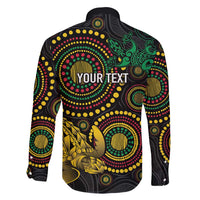 Vanuatu Personalized Aboriginal Arts Family Matching Puletasi and Hawaiian Shirt Turtle and Iguana Special - Polynesian Pride