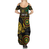 Vanuatu Personalized Aboriginal Arts Family Matching Summer Maxi Dress and Hawaiian Shirt Turtle and Iguana Special - Polynesian Pride