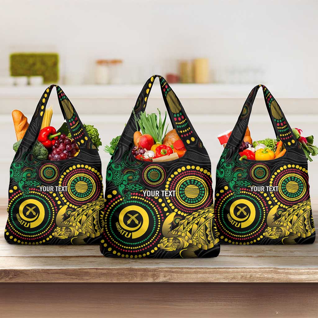 Vanuatu Personalized Aboriginal Arts Grocery Bag Turtle and Iguana Special - Polynesian Pride
