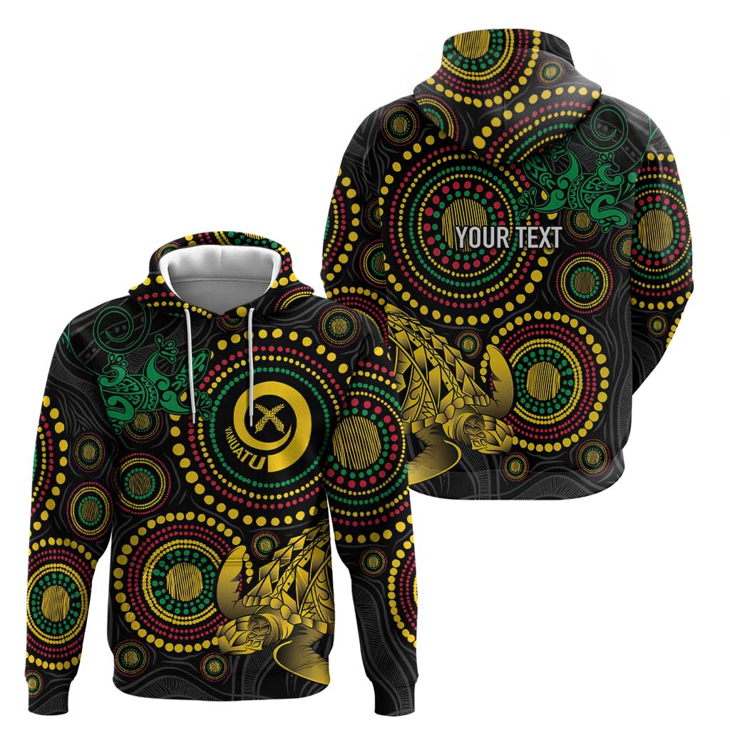 Vanuatu Personalized Aboriginal Arts Hoodie Turtle and Iguana Special - Polynesian Pride
